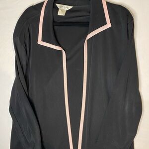 Misook Elegant Black Jacket with Soft Pink Accents